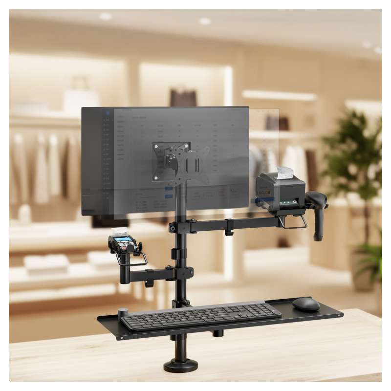 TooQ Soporte de Mesa para TPV/Impresora/Pantallas 17”-32”/Terminal/Lector/Teclado