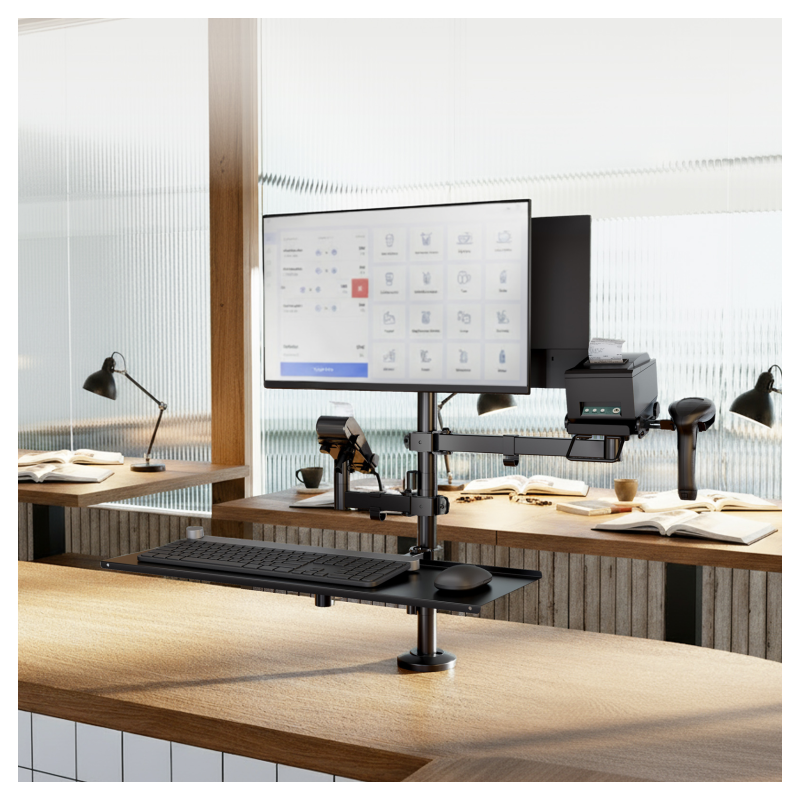 TooQ Soporte de Mesa para TPV/Impresora/Pantallas 17”-32”/Terminal/Lector/Teclado