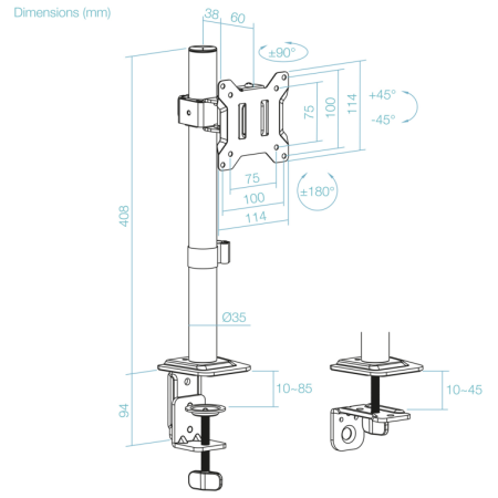TooQ Soporte de Mesa para Pantallas de 17″-32″, Negro