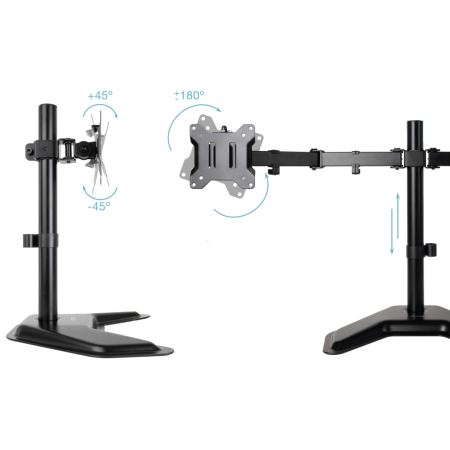 TooQ Soporte de Mesa, Giratorio e Inclinable, para 2 Pantallas de 17”-32”