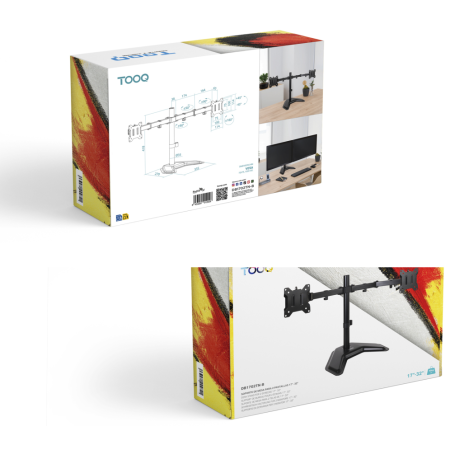 TooQ Soporte de Mesa, Giratorio e Inclinable, para 2 Pantallas de 17”-32”