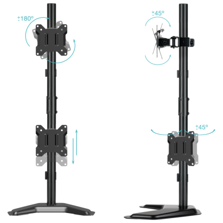 TooQ Soporte de mesa para 2 pantallas 17″-32″ verticales