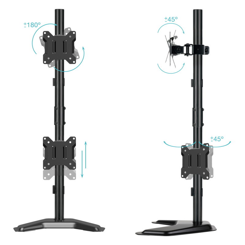 TooQ Soporte de mesa para 2 pantallas 17″-32″ verticales