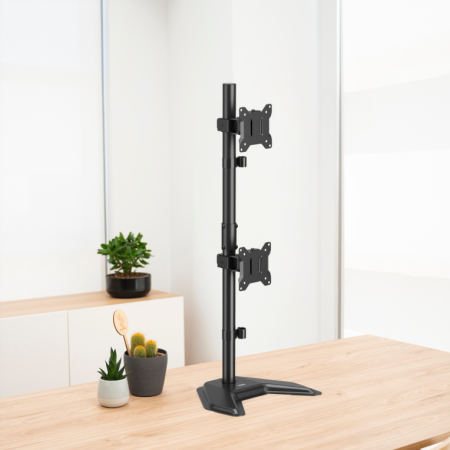 TooQ Soporte de mesa para 2 pantallas 17″-32″ verticales