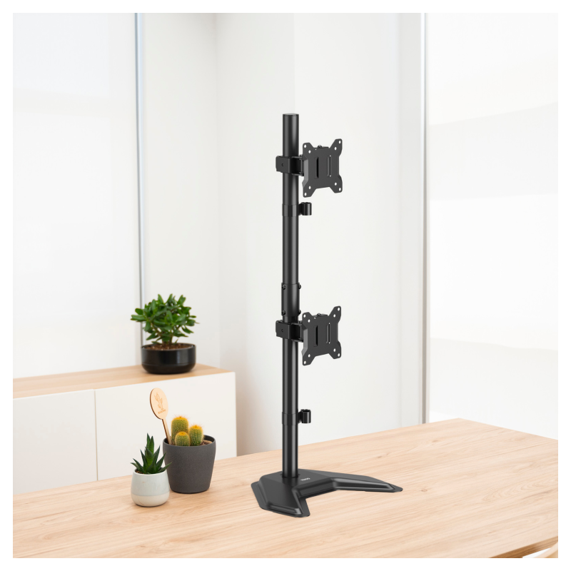 TooQ Soporte de mesa para 2 pantallas 17″-32″ verticales