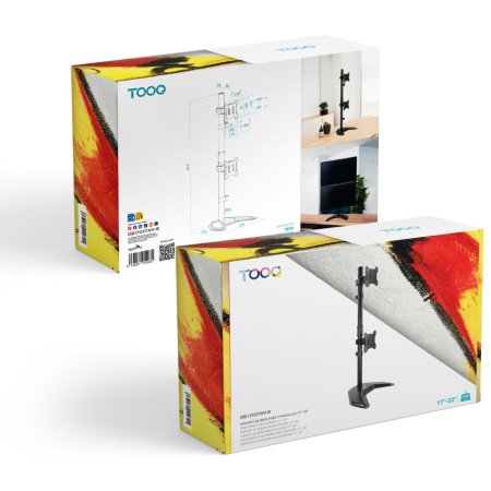 TooQ Soporte de mesa para 2 pantallas 17″-32″ verticales