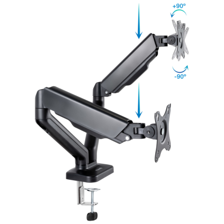 TooQ Soporte de Mesa para 2 Pantallas 17″-32″, Negro