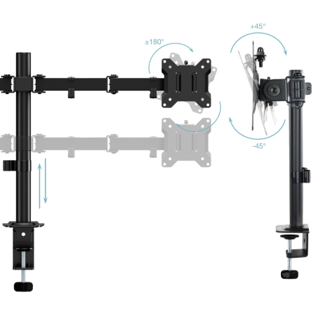 TooQ Soporte de Mesa para 2 Pantallas 17″-32″, Color Negro