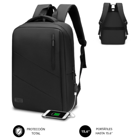 SUBBLIM City Backpack Mochila para portátil 15.6″, Poliéster Oxford, Negra