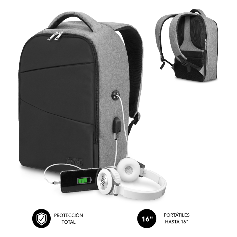 SUBBLIM Mochila Antirrobo Secure V2 AP Antitheft Backpack Gris/Negra