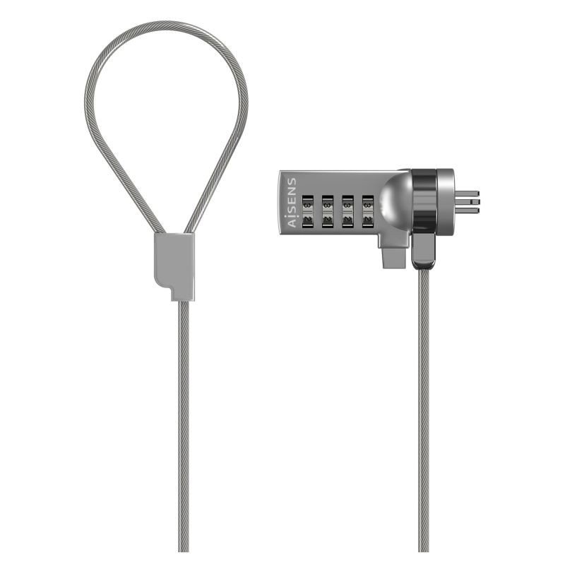 AISENS Cable de Seguridad con Cerradura de Combinacion para Ordenador, Monitor, Portatil 1.5M