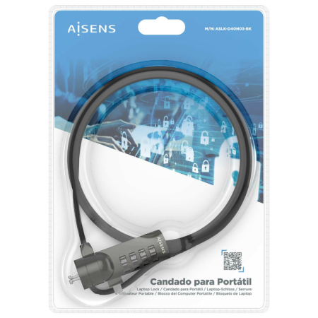 AISENS ASLK-D40N03-BK cable antirrobo Negro 1,5 m