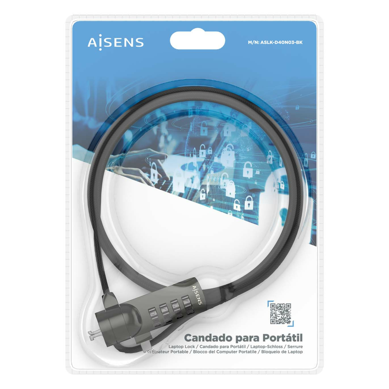 AISENS ASLK-D40N03-BK cable antirrobo Negro 1,5 m