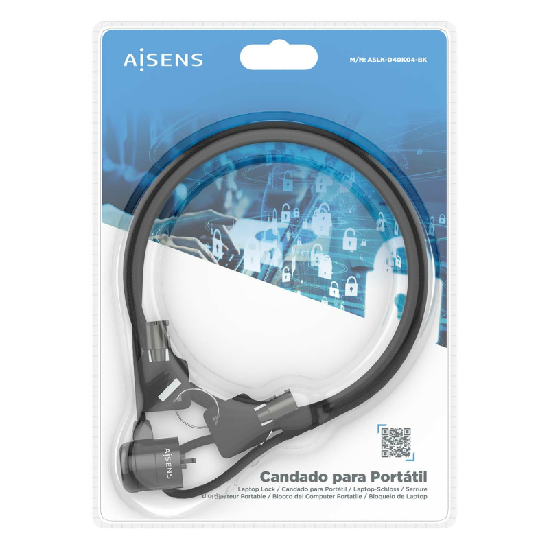 AISENS ASLK-D40K04-BK cable antirrobo Negro 1,5 m