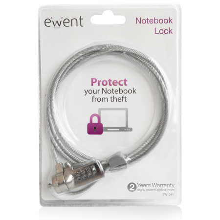 Ewent EW1241 cable antirrobo Plata 1,5 m