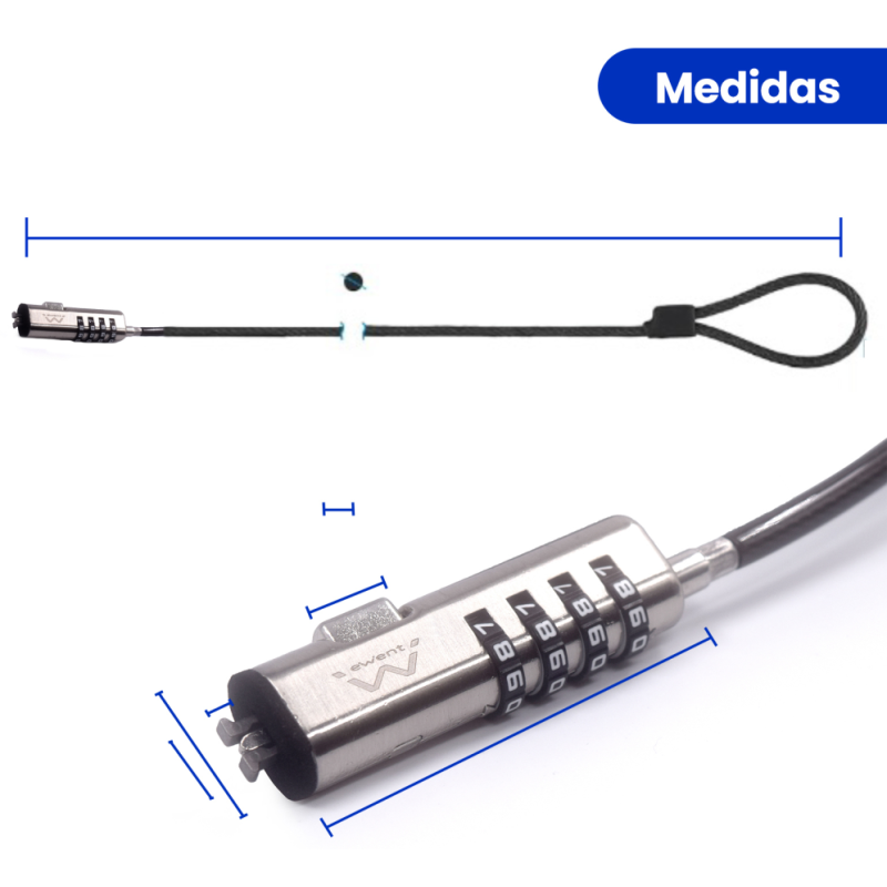 Ewent EW1238 cable antirrobo Negro 1,8 m