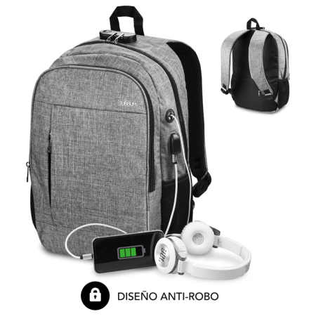 SUBBLIM Mochila para Portátil Urban Lock Backpack 16″ Grey