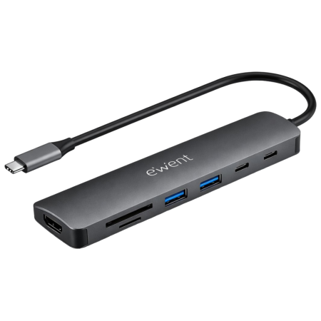 Ewent EW1152 base para portátil y replicador de puertos Alámbrico USB 3.2 Gen 1 (3.1 Gen 1) Type-C Gris