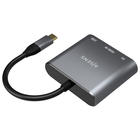 AISENS Conversor USB-C a HDMI/USB-C/Tipo A USB 3.0, 3 en 1, Gris, 15cm