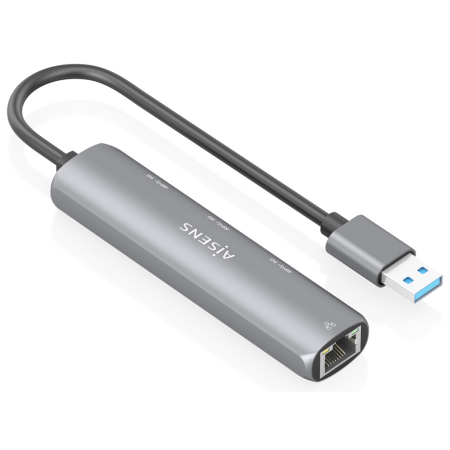 AISENS USB3.0 Dock USB-A A Ethernet Gigabit + Hub 3xUSB-A, Gris, 15cm