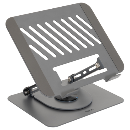 TooQ Soporte Elevador con rotación 360° y ajustable, para dispositivos de 11”-17”, Color Gris Oscuro