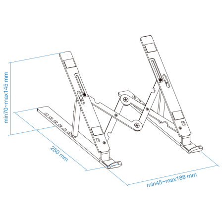 TooQ Soporte Elevador para Portátiles, Tablets, Móviles y Libros, Gris