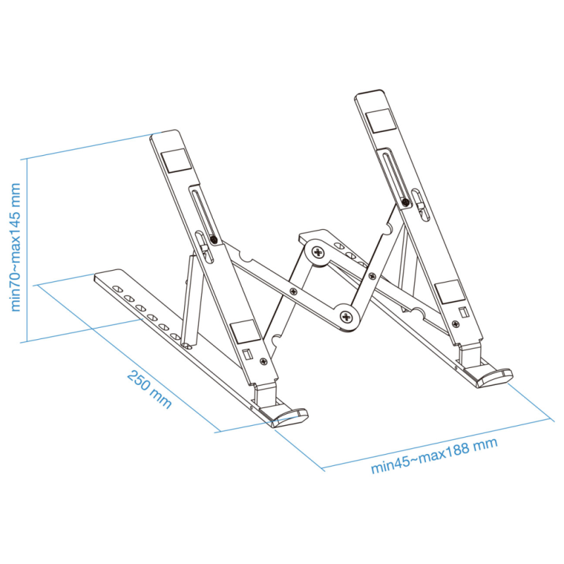 TooQ Soporte Elevador para Portátiles, Tablets, Móviles y Libros, Gris