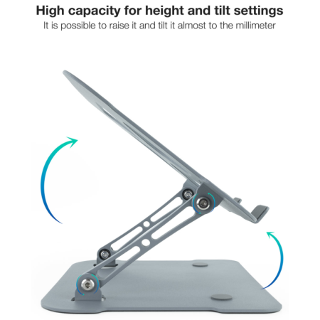 TooQ Soporte Elevador de Aluminio Ajustable Ergonómico para Portátiles, Gris