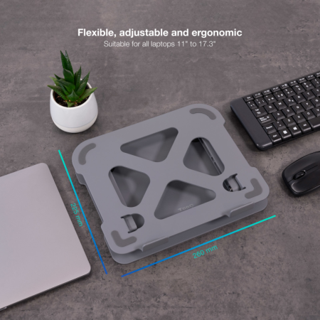 TooQ Soporte Elevador de Aluminio Ajustable Ergonómico para Portátiles, Gris