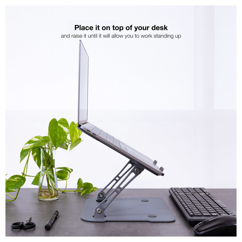 TooQ Soporte Elevador de Aluminio Ajustable Ergonómico para Portátiles, Gris