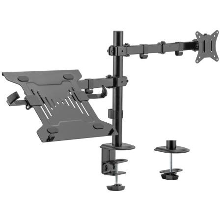 Ewent EW1519 soporte para ordenador portátil Soporte de mesa con estante para ordenador portátil y brazo para monitor Negro 39,6