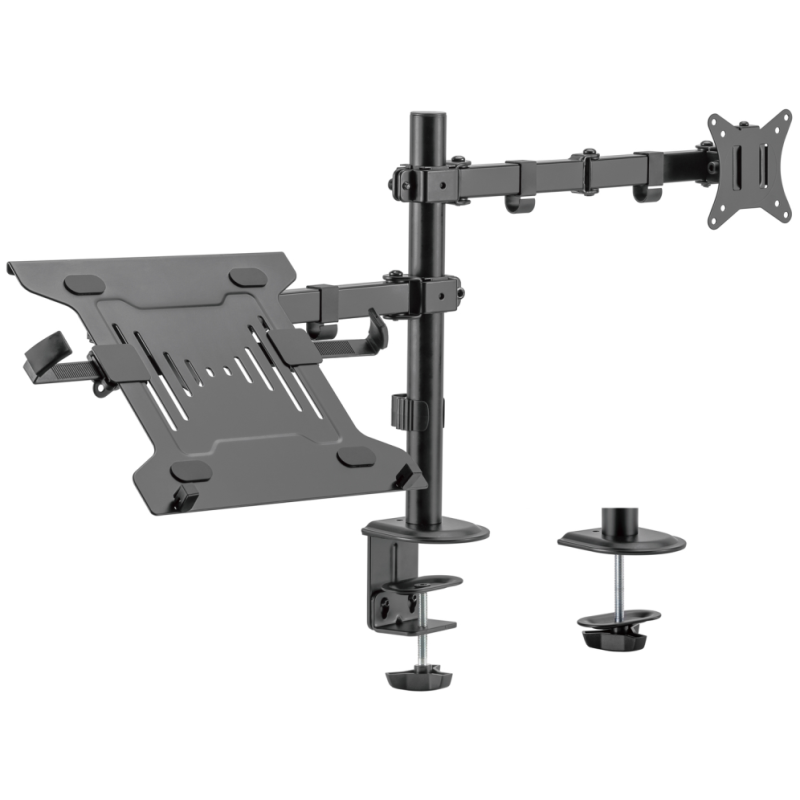 Ewent EW1519 soporte para ordenador portátil Soporte de mesa con estante para ordenador portátil y brazo para monitor Negro 39,6