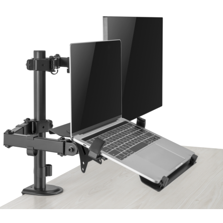 Ewent EW1519 soporte para ordenador portátil Soporte de mesa con estante para ordenador portátil y brazo para monitor Negro 39,6