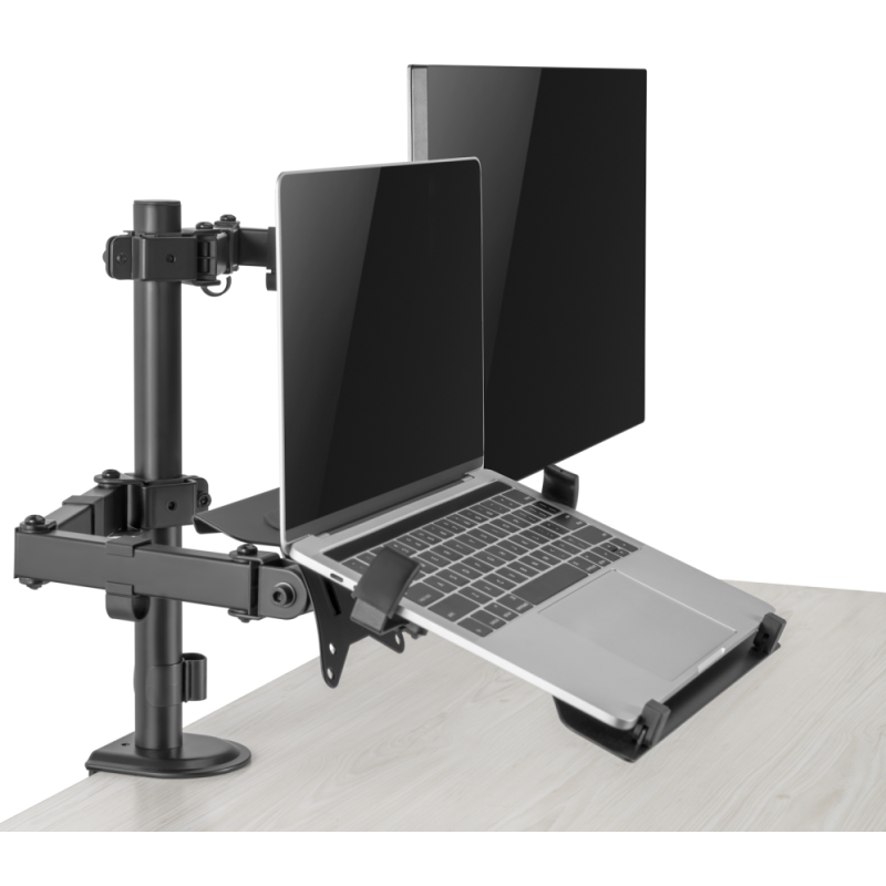 Ewent EW1519 soporte para ordenador portátil Soporte de mesa con estante para ordenador portátil y brazo para monitor Negro 39,6
