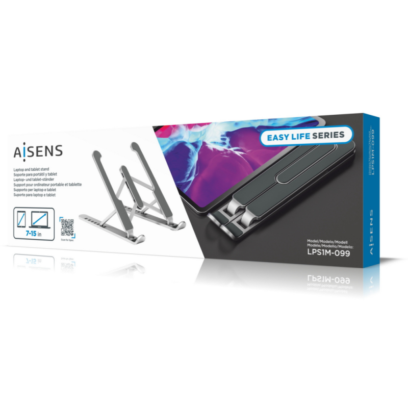 AISENS Soporte De Sobremesa Ajustable Para Portatil / Tablet, Plata