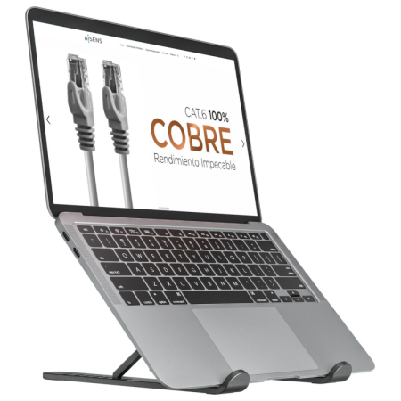 AISENS Soporte De Sobremesa Ajustable Para Portatil / Tablet, Gris Oscuro