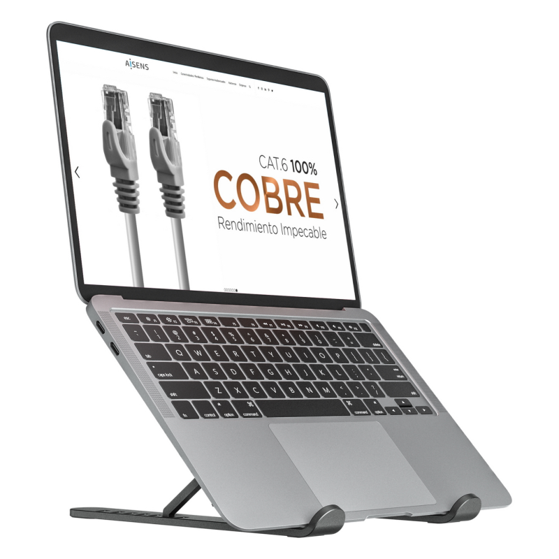 AISENS Soporte De Sobremesa Ajustable Para Portatil / Tablet, Gris Oscuro