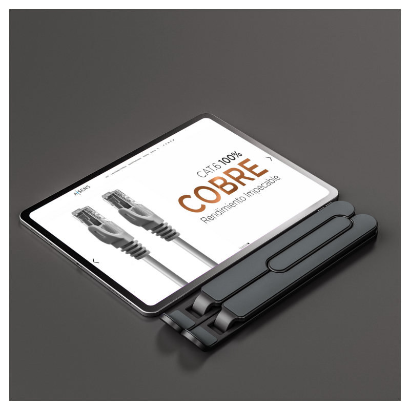 AISENS Soporte De Sobremesa Ajustable Para Portatil / Tablet, Gris Oscuro