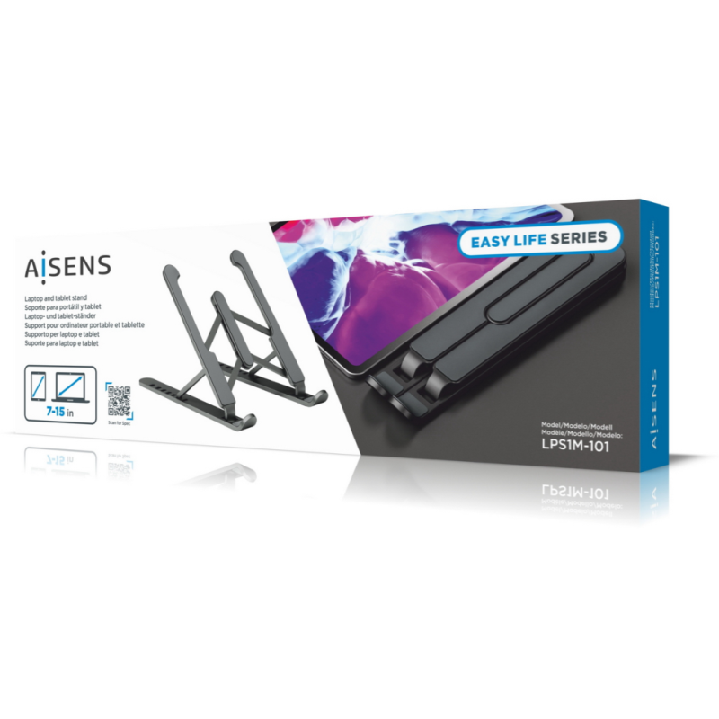 AISENS Soporte De Sobremesa Ajustable Para Portatil / Tablet, Gris Oscuro