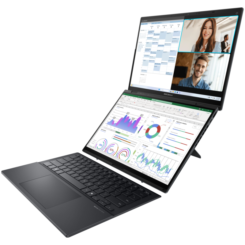 ASUS Zenbook Duo OLED UX8406CA-QL336W - Ordenador Portátil 14″ WUXGA (Intel Core Ultra 7 255H, 32GB RAM, 1TB SSD, Arc 140T, Wind
