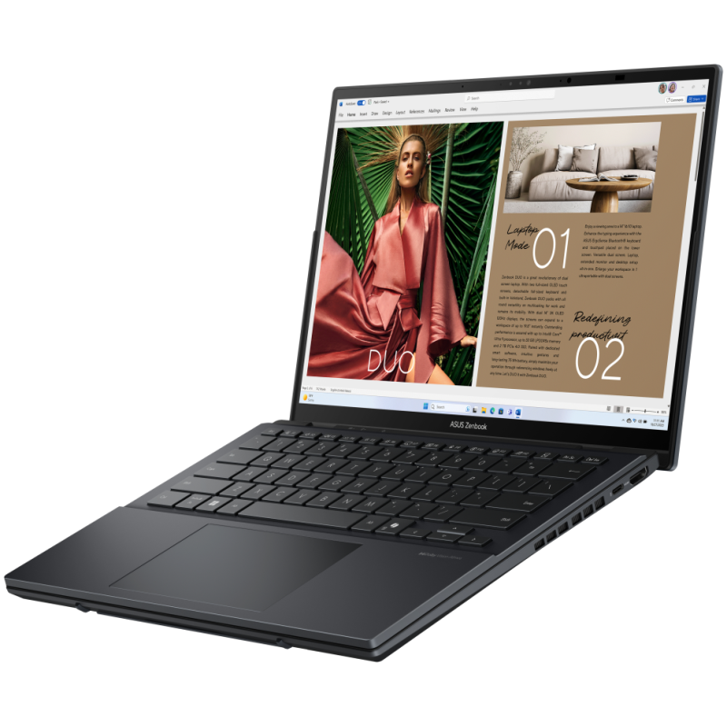 ASUS Zenbook Duo OLED UX8406CA-QL336W - Ordenador Portátil 14″ WUXGA (Intel Core Ultra 7 255H, 32GB RAM, 1TB SSD, Arc 140T, Wind