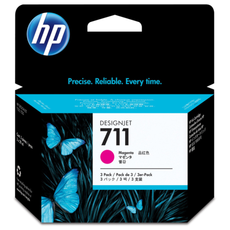 HP Pack de ahorro de 3 cartuchos de tinta DesignJet 711 magenta de 29 ml