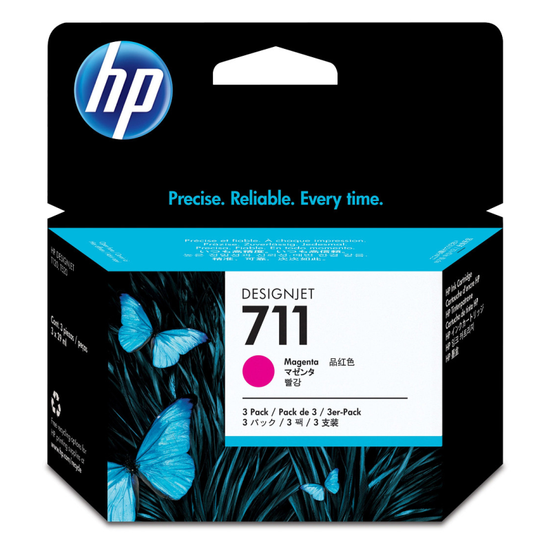 HP Pack de ahorro de 3 cartuchos de tinta DesignJet 711 magenta de 29 ml