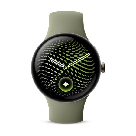 Google Pixel Watch 5 45mm Bluetooth Aluminio Dorado (Satin Pyrite) y correa deportiva Verde (Olive)