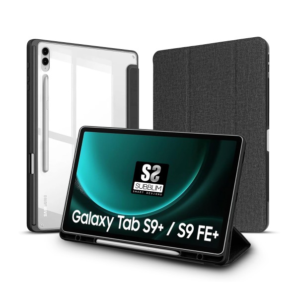 Funda tablet sublim clear shock case para samsung galaxy tab s9+ - s9 fe+ 12.4 pulgadas negra