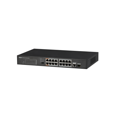 DH-PFS3117-16ET-135: DAHUA SWITCH POE+ NO GESTIONABLE L2, 17 PUERTOS, 16 RJ45 10/100M POE + 1 PUERTO COMBO GIGABIT RJ45/SFP, 135