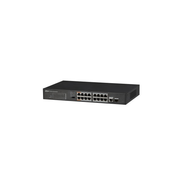DH-PFS3117-16ET-135: DAHUA SWITCH POE+ NO GESTIONABLE L2, 17 PUERTOS, 16 RJ45 10/100M POE + 1 PUERTO COMBO GIGABIT RJ45/SFP, 135
