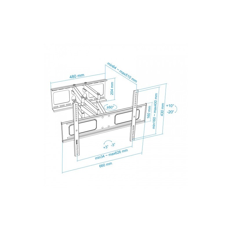 TooQ SOPORTE GIRATORIO E INCLINABLE PARA MONITOR / TV LCD, PLASMA DE 37-70, NEGRO