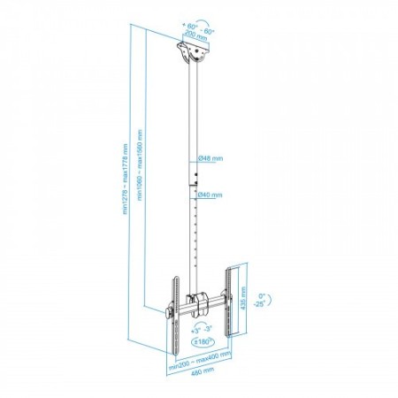 TooQ LPCE1155TSLI-B TV mount 139,7 cm (55″) Negro