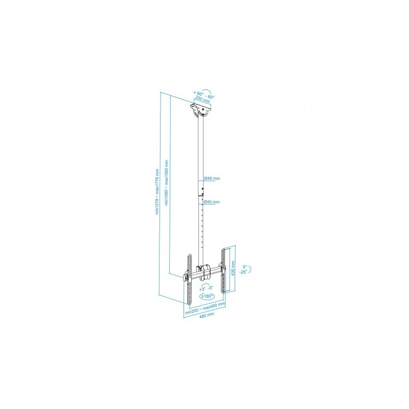 TooQ LPCE1155TSLI-B TV mount 139,7 cm (55″) Negro